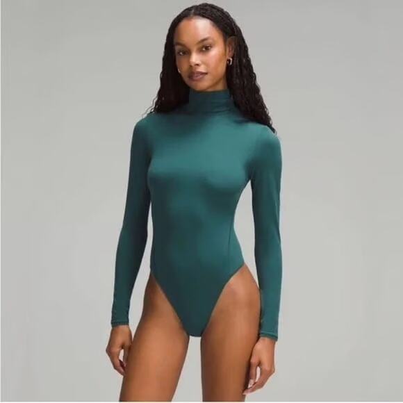 Lululemon Nulu Storm Teal Turtleneck Bodysuit, Size Small, KB424 - Picture 1 of 5